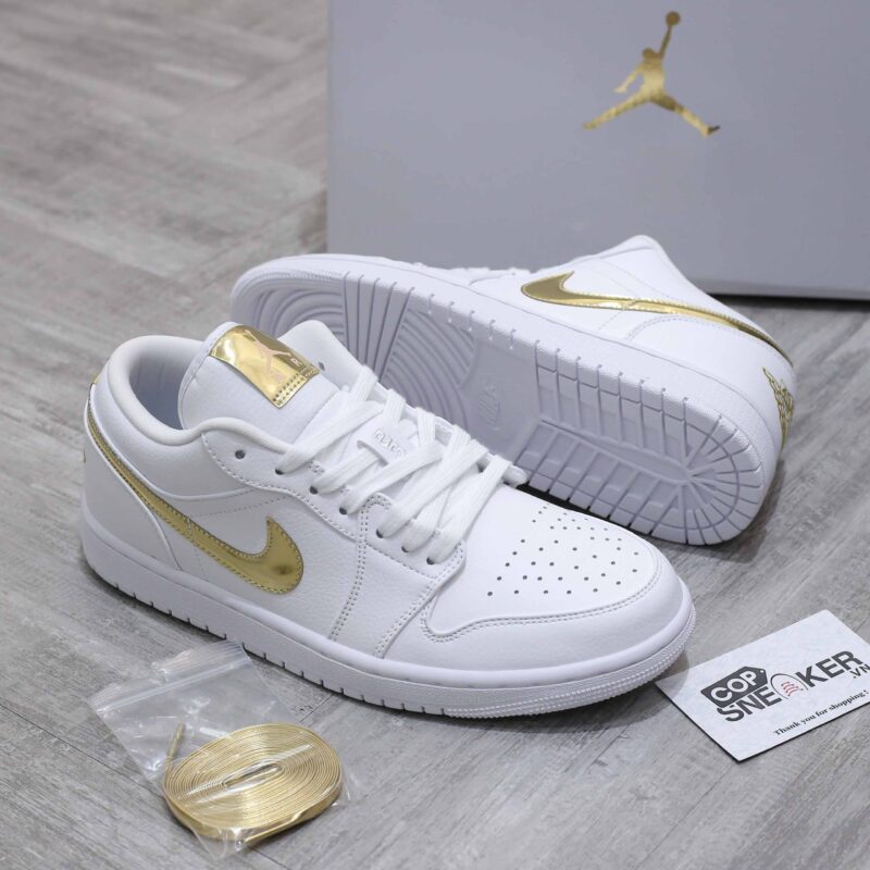 Giày Air Jordan 1 Low White Metallic Gold Best Quality