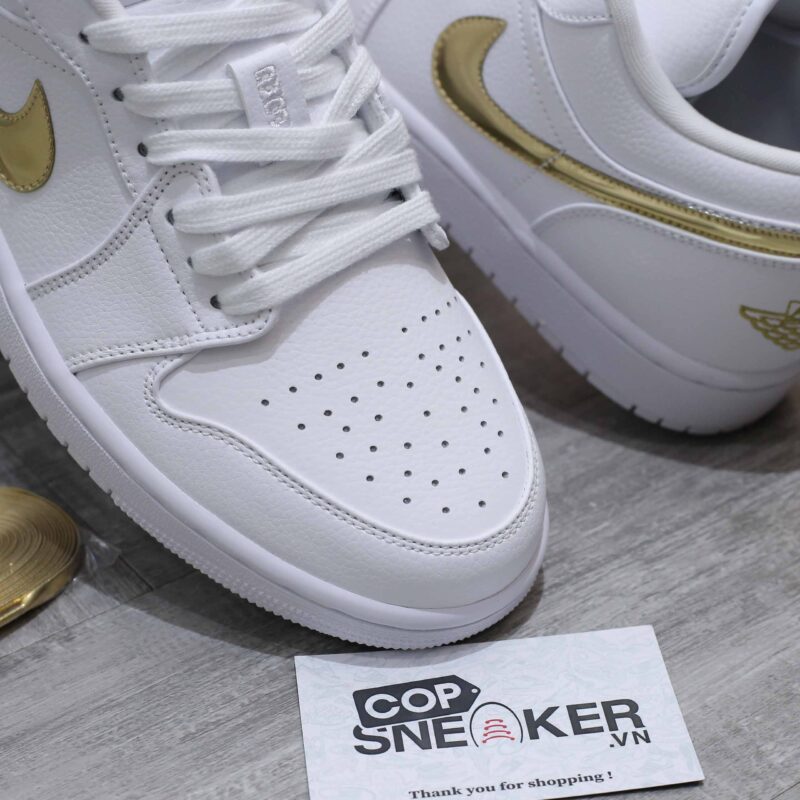 Giày Air Jordan 1 Low White Metallic Gold Best Quality