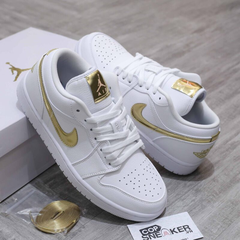 Giày Air Jordan 1 Low White Metallic Gold Best Quality