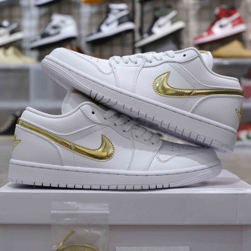 Giày Air Jordan 1 Low White Metallic Gold Best Quality