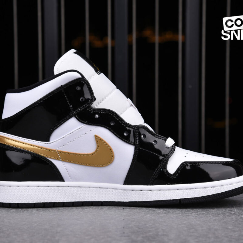 Giày Air Jordan 1 Mid Patent ‘Black Gold’ Best Quality