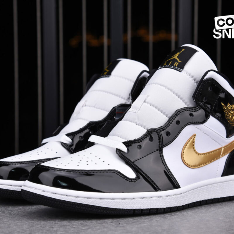 Giày Air Jordan 1 Mid Patent ‘Black Gold’ Best Quality