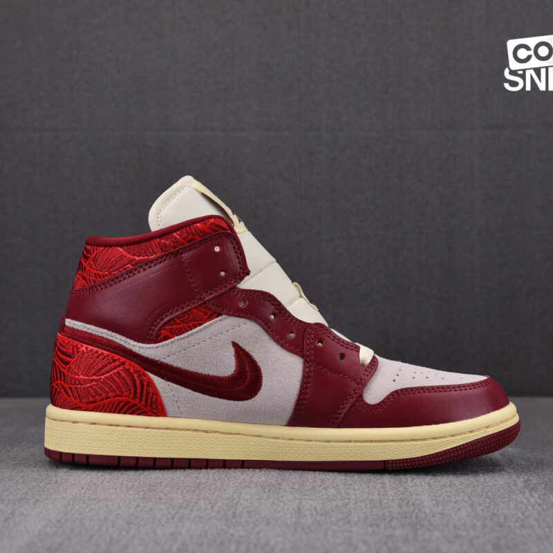 Giày Air Jordan 1 Mid SE Tiki Leaf Team Red (W) Best Quality