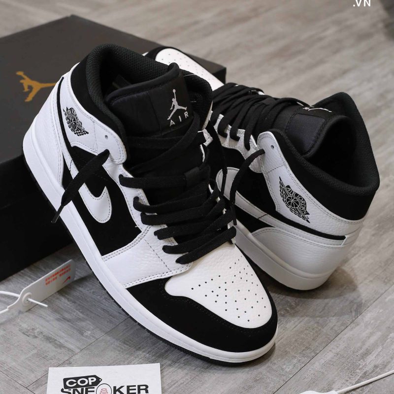 Giày Air Jordan 1 Mid Tuxedo White Black Best Quality