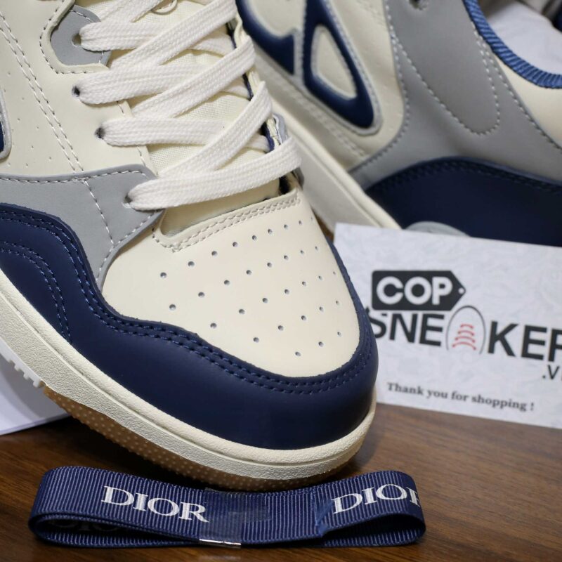 Giày Dior B57 Mid Navy Blue and Cream and Gray Suede Best Quality