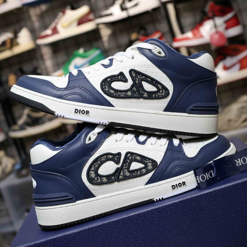 Giày Dior B57 Mid Navy Blue White Dior Oblique Jacquard Best Quality