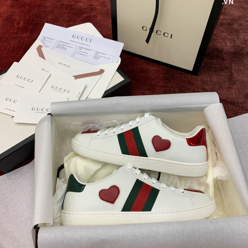 Giày Gucci Ace Embroidered Hearts Best Quality