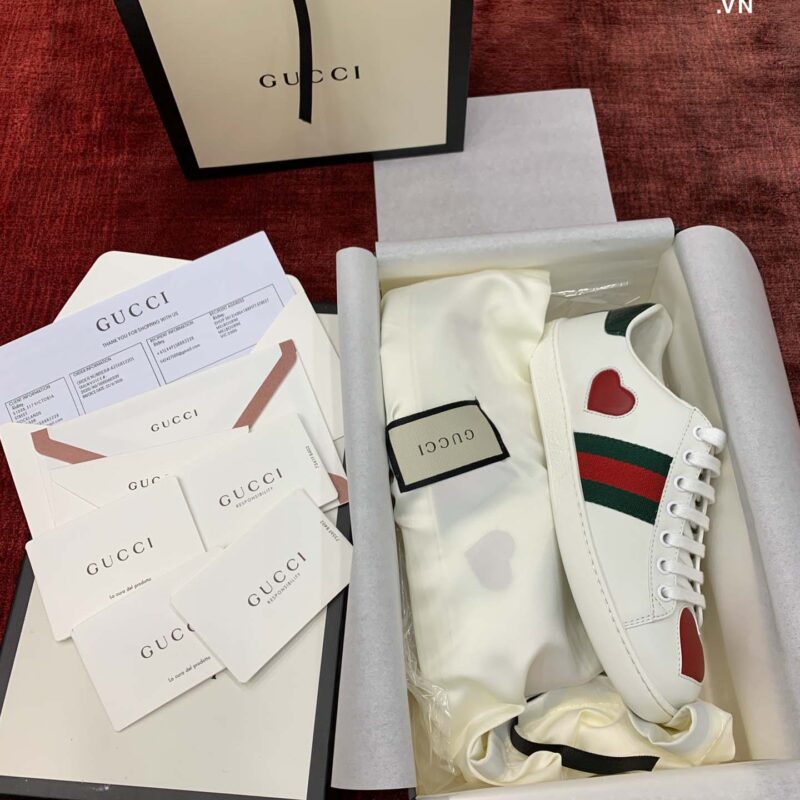 Giày Gucci Ace Embroidered Hearts Best Quality