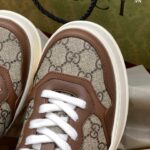 Giày Gucci Leather GG-Print Brown Sneakers Best Quality