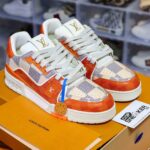 Giày Louis Vuitton LV Trainer Damier White Orange Best Quality