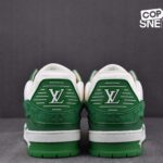 Giày Louis Vuitton LV Trainer Green Monogram Denim White Best Quality