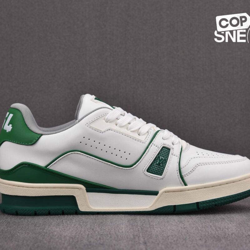 Giày Louis Vuitton LV Trainer Sneaker Low White Green Best Quality