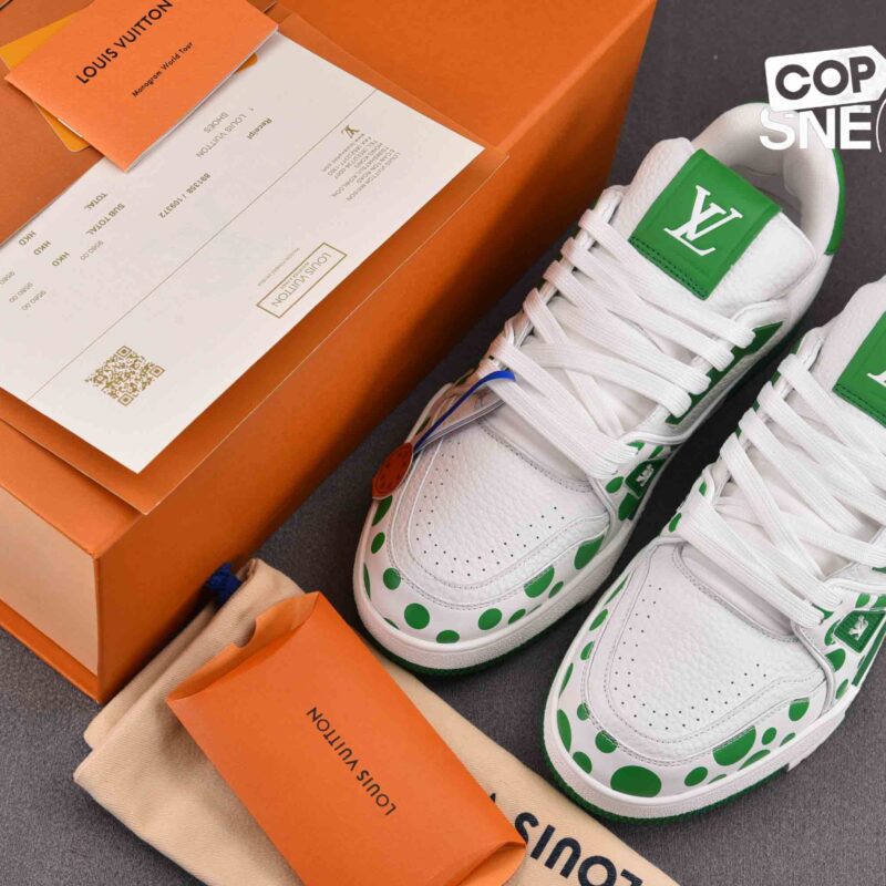 Giày Louis Vuitton x Yayoi Kusama Trainer Green White Best Quality