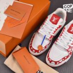 Giày Louis Vuitton x Yayoi Kusama Trainer White Red Best Quality