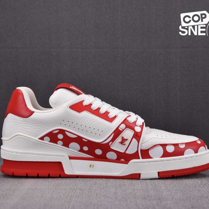 Giày Louis Vuitton x Yayoi Kusama Trainer White Red Best Quality