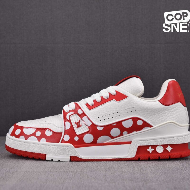 Giày Louis Vuitton x Yayoi Kusama Trainer White Red Best Quality