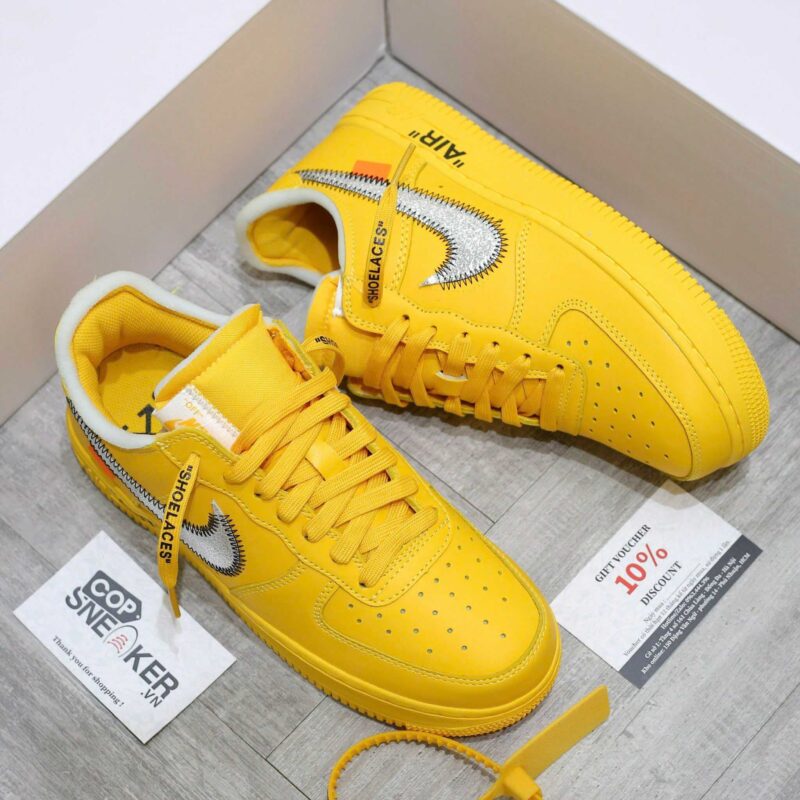 Giày Nike Air Force 1 x Off White University Gold Metallic Silver Best Quality