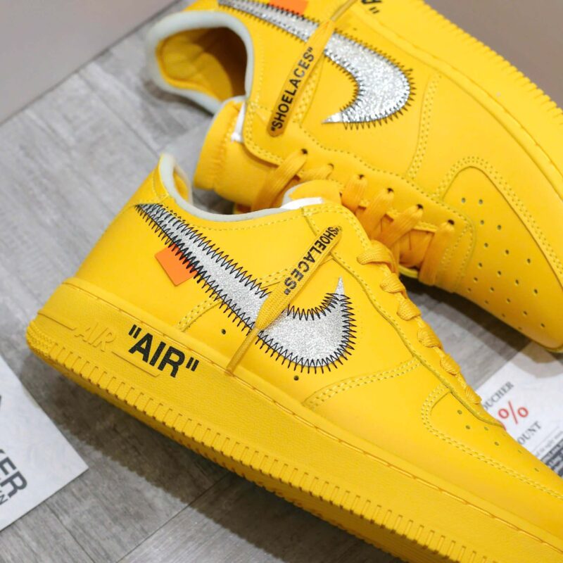 Giày Nike Air Force 1 x Off White University Gold Metallic Silver Best Quality