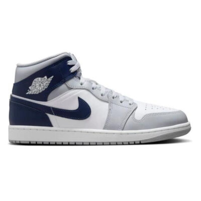 (Chính hãng) Giày Nike Air Jordan 1 Mid Wolf Grey Midnight Navy