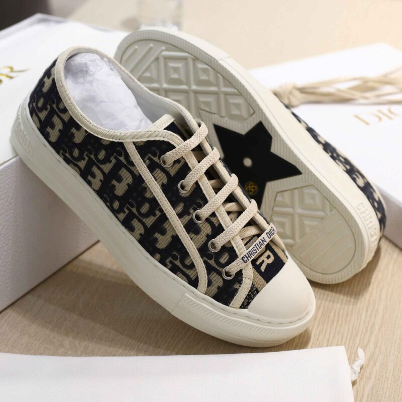 Giày WALK’N’DIOR SNEAKER Deep Blue Dior Oblique Embroidered Cotton Best Quality